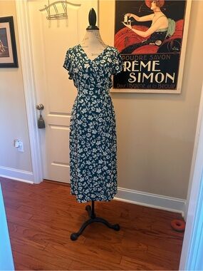 Sienna Sky Teal Floral V-Neck Midi Dress